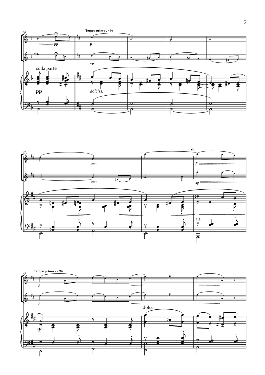 Edward Elgar - Salut d'Amour (D major) (for Flute, Violin and Piano) Flute scores gallery preview page 3