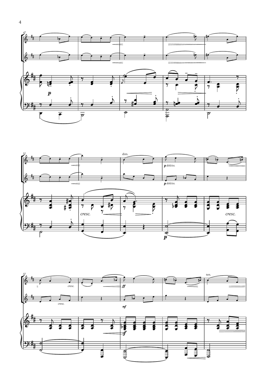 Edward Elgar - Salut d'Amour (D major) (for Flute, Violin and Piano) Flute scores gallery preview page 4
