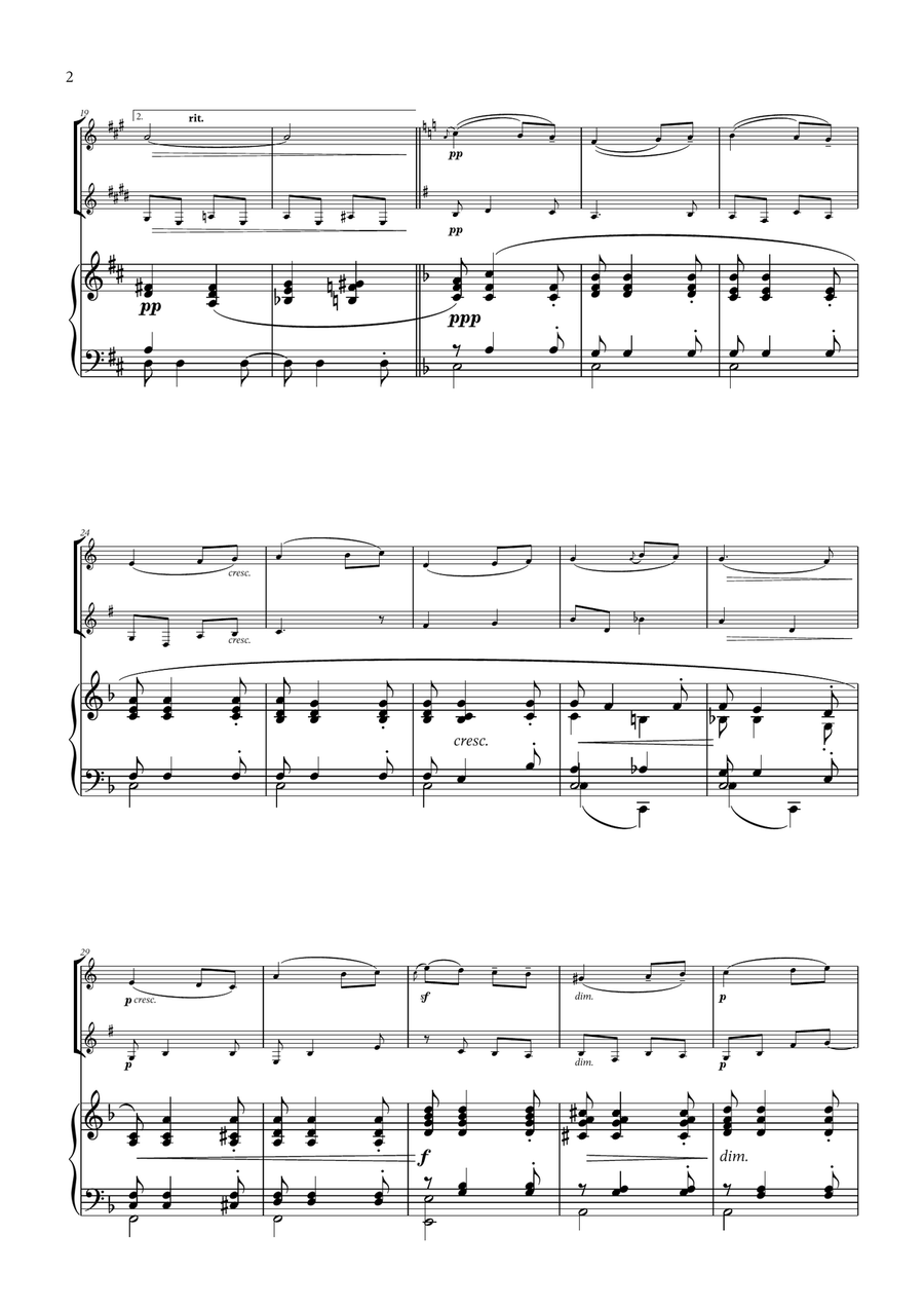Edward Elgar - Salut d'Amour (D major) (for French Horn, Clarinet and Piano) Woodwind Duet scores gallery preview page 2