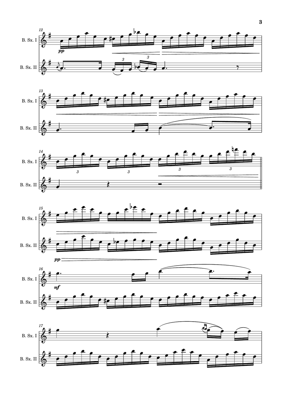 Ave Maria by F. Schubert – Arranged for B. Sax Duet. Woodwind Duet scores gallery preview page 3