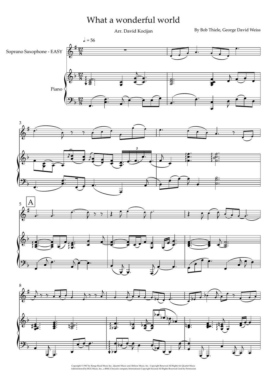 What A Wonderful World What A Wonderful World Soprano Saxophone scores gallery preview page 1