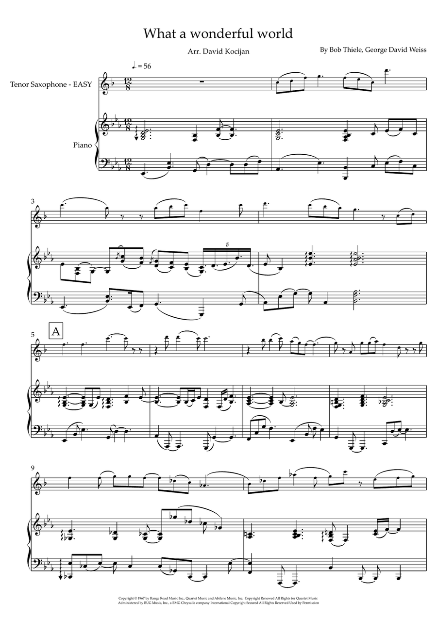 What A Wonderful World Tenor Saxophone scores gallery preview page 1
