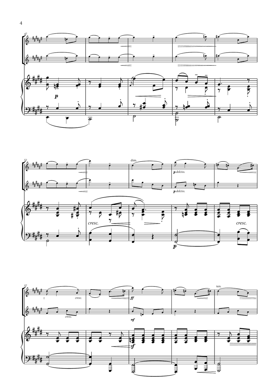 Edward Elgar - Salut d'Amour (for Clarinet, Soprano Saxophone and Piano) Woodwind Duet scores gallery preview page 4