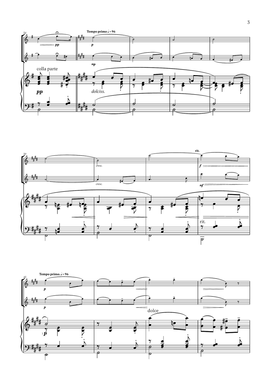 Edward Elgar - Salut d'Amour (for Flute, Violin and Piano) Flute scores gallery preview page 3