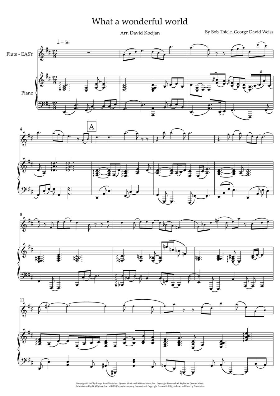 What A Wonderful World Flute scores gallery preview page 1