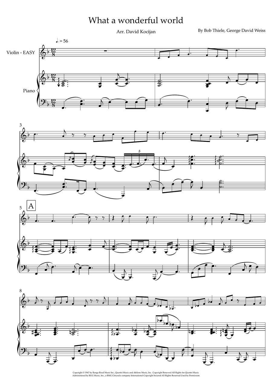 What A Wonderful World Violin Solo scores gallery preview page 1