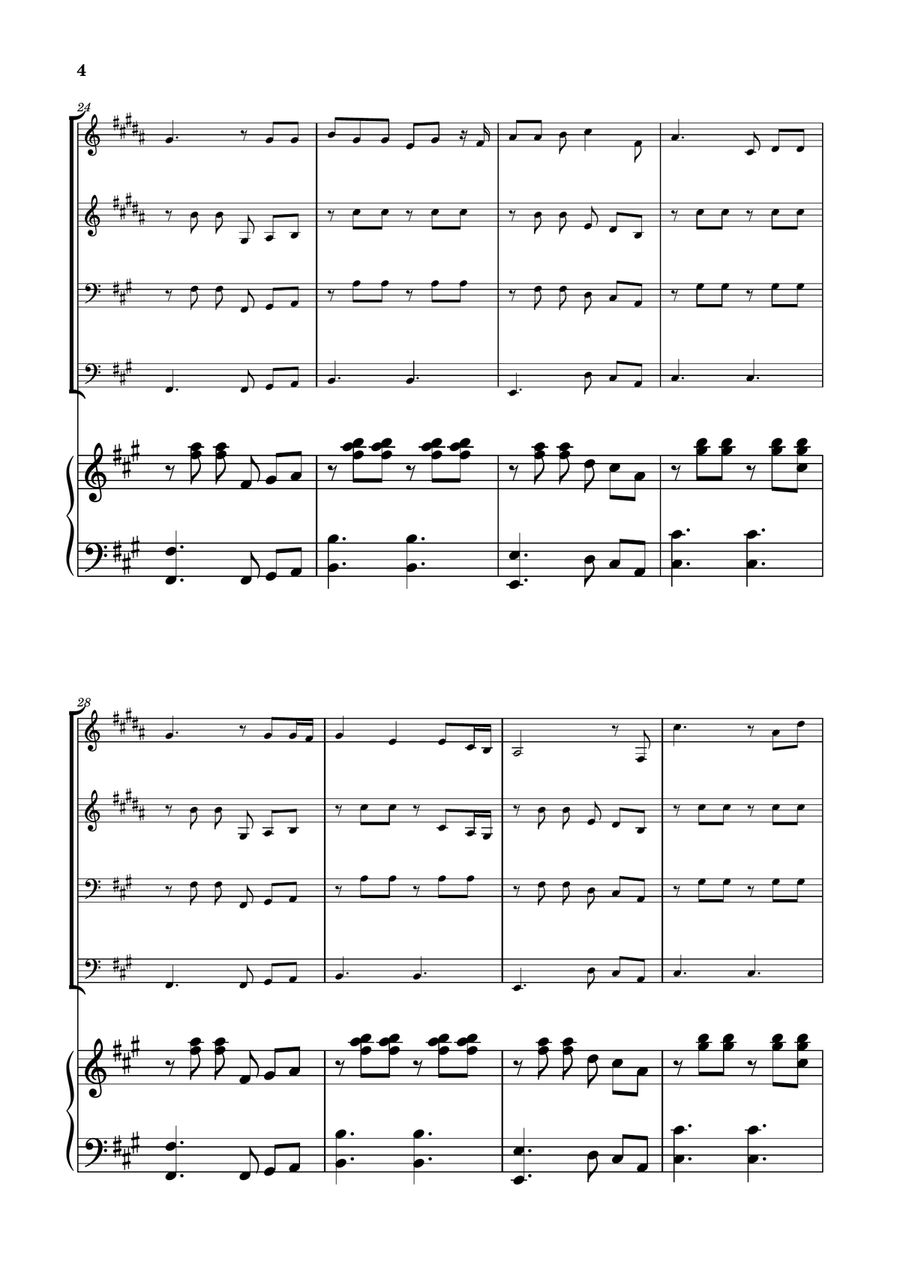 Die With A Smile Brass Quartet scores gallery preview page 4