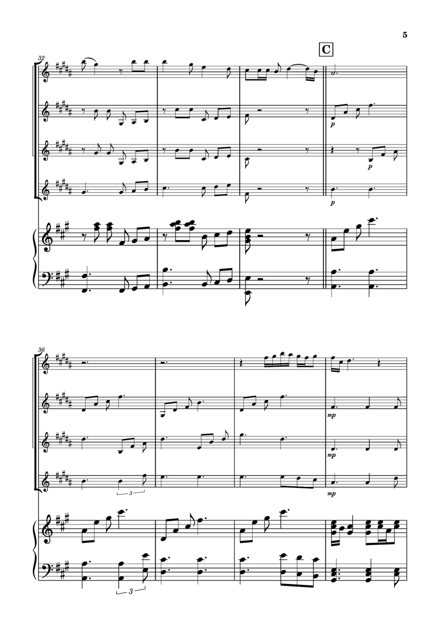 Die With A Smile Clarinet Quartet scores gallery preview page 5