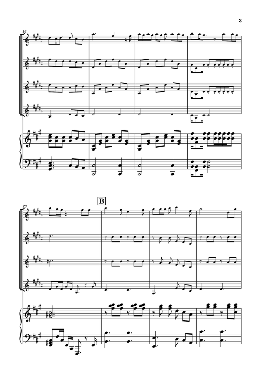 Die With A Smile Clarinet Quartet scores gallery preview page 3
