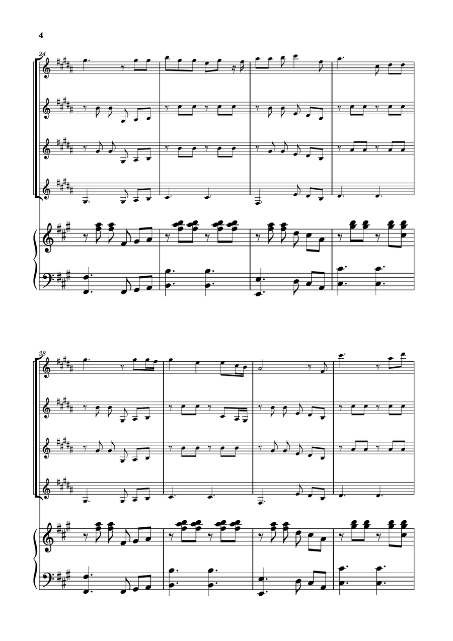 Die With A Smile Clarinet Quartet scores gallery preview page 4