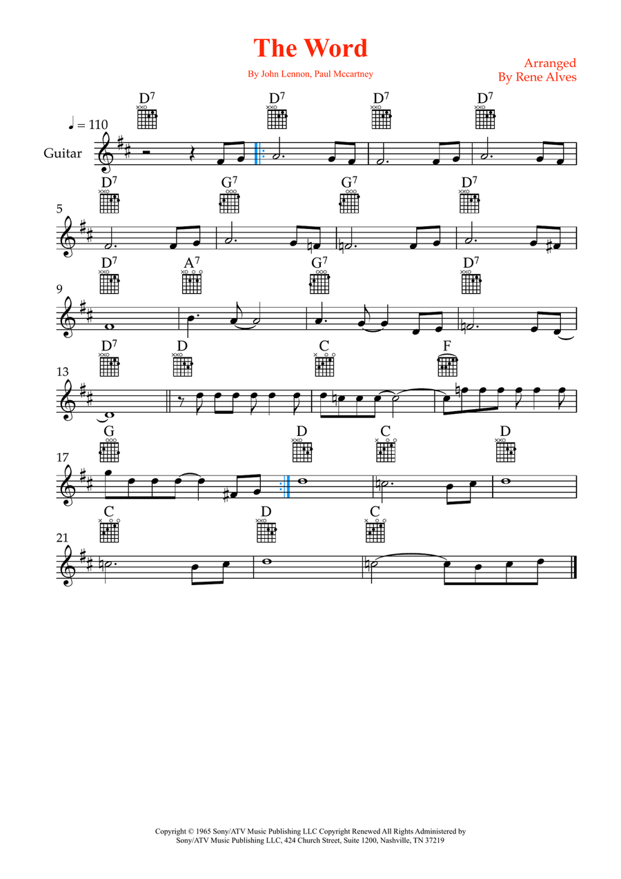 The Word The Word Acoustic Guitar scores gallery preview page 1
