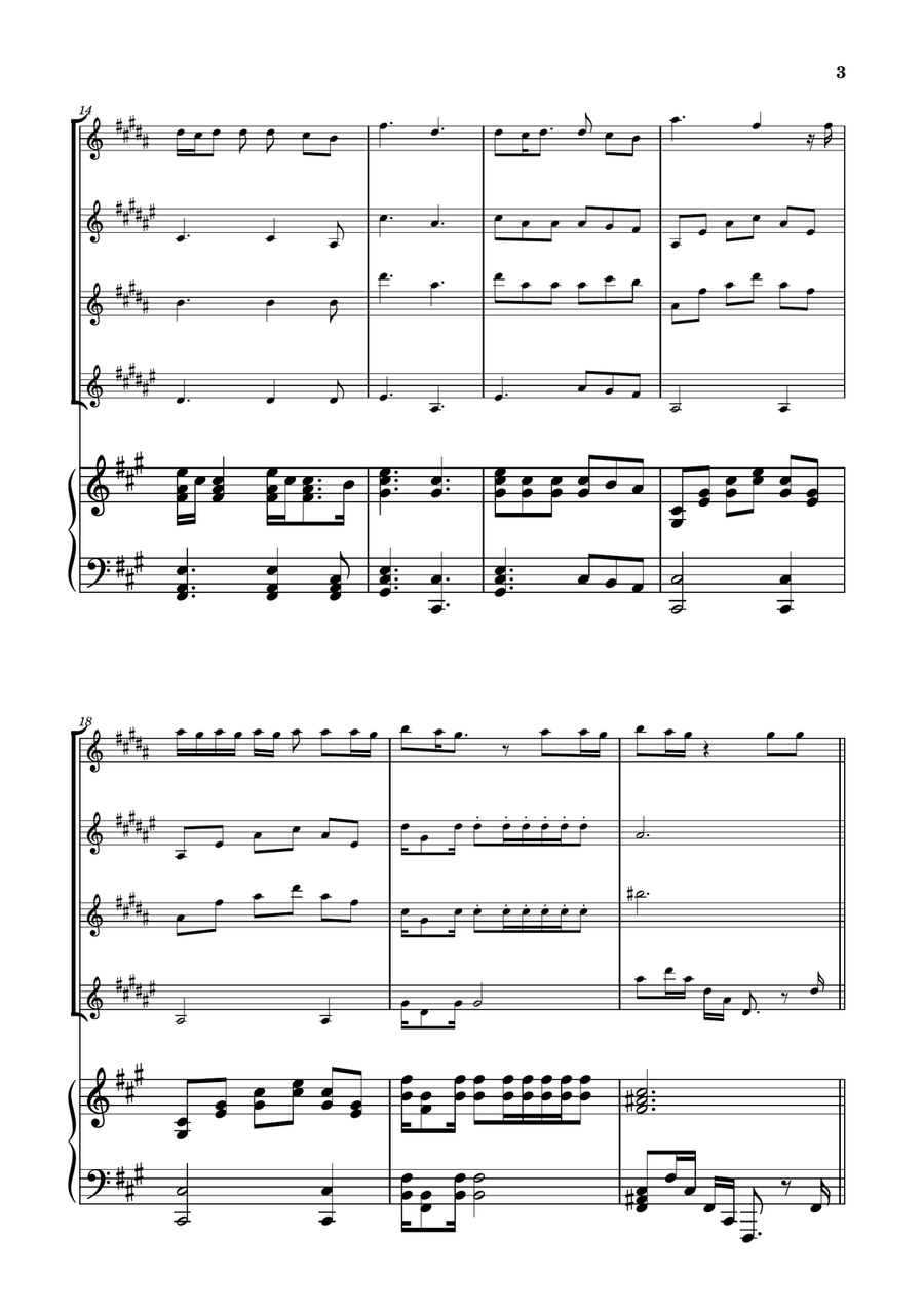 Die With A Smile Saxophone Quartet scores gallery preview page 3