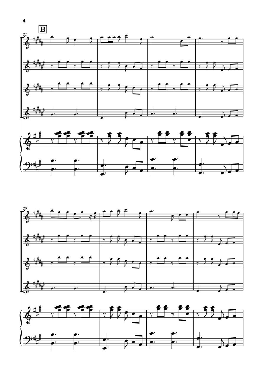Die With A Smile Saxophone Quartet scores gallery preview page 4