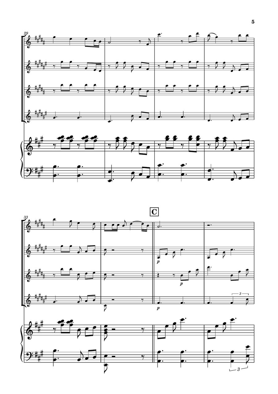 Die With A Smile Saxophone Quartet scores gallery preview page 5