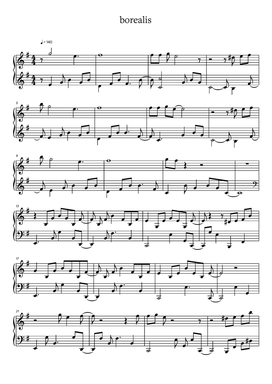 Borealis Borealis Easy Piano scores gallery preview page 1