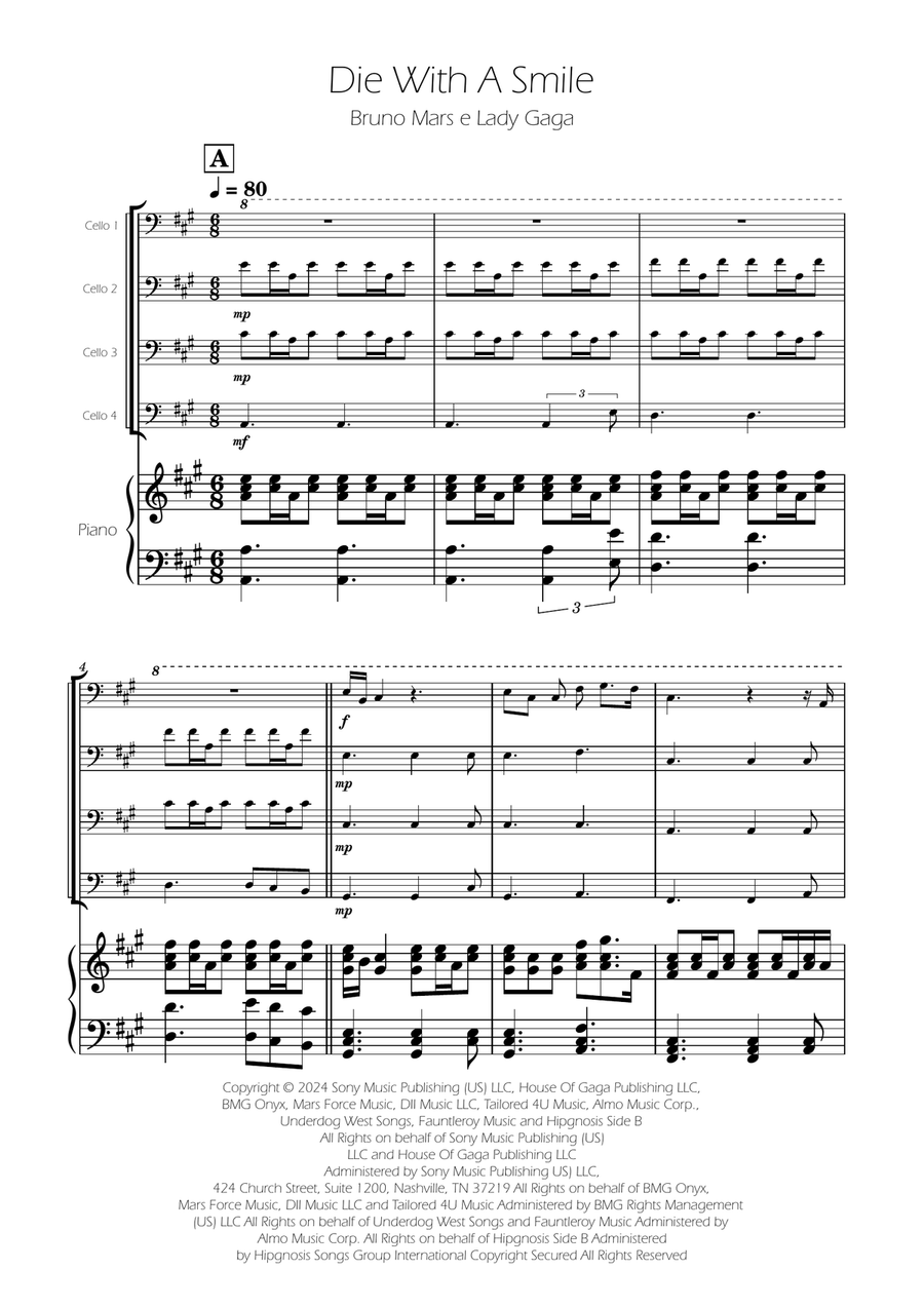 Die With A Smile String Quartet scores gallery preview page 1