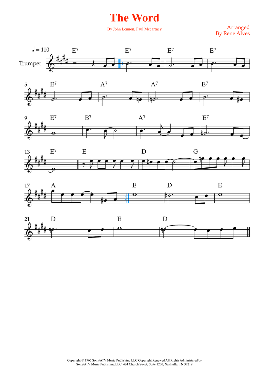 The Word The Word B-Flat Trumpet scores gallery preview page 1