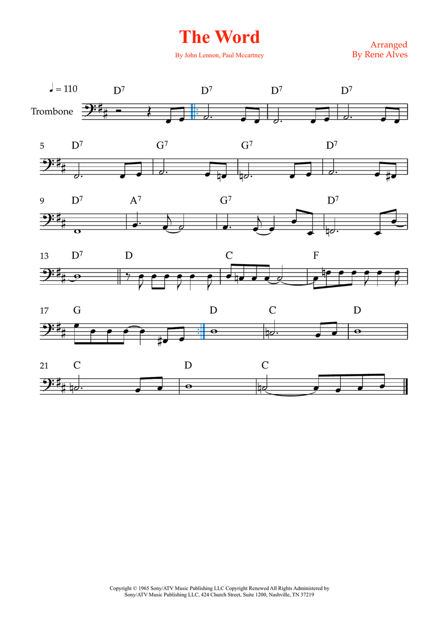 The Word The Word Trombone Solo scores gallery preview page 1