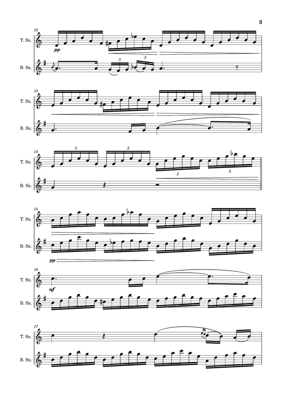 Ave Maria by F. Schubert – Arranged for T. Sax and B. Sax Woodwind Duet scores gallery preview page 3