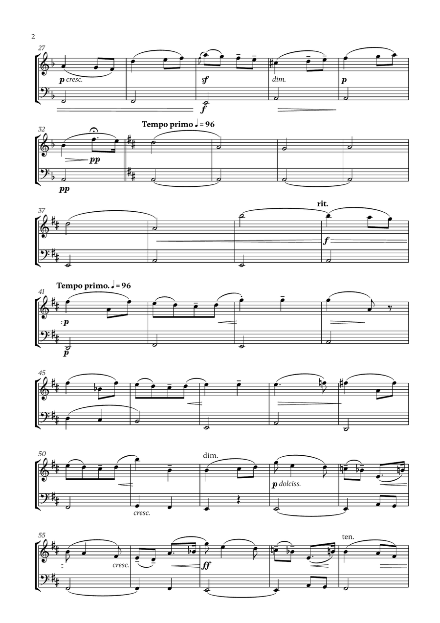 Edward Elgar - Salut d'Amour (D major) for Flute and Cello Flute scores gallery preview page 2