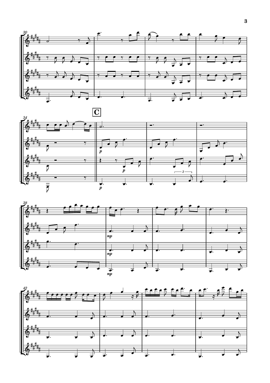 Die With A Smile Clarinet Quartet scores gallery preview page 3