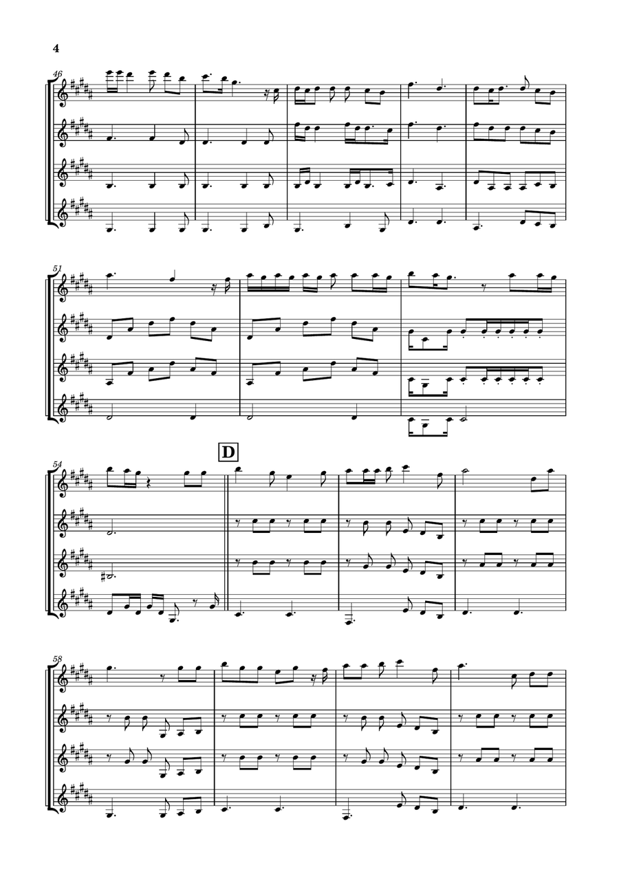 Die With A Smile Clarinet Quartet scores gallery preview page 4