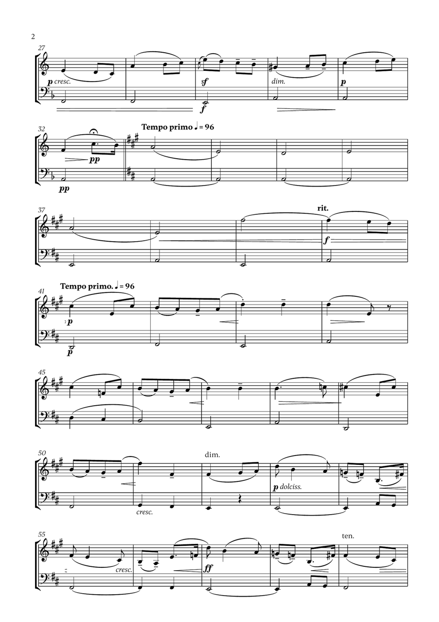Edward Elgar - Salut d'Amour (D major) for French Horn and Trombone Brass Duet scores gallery preview page 2