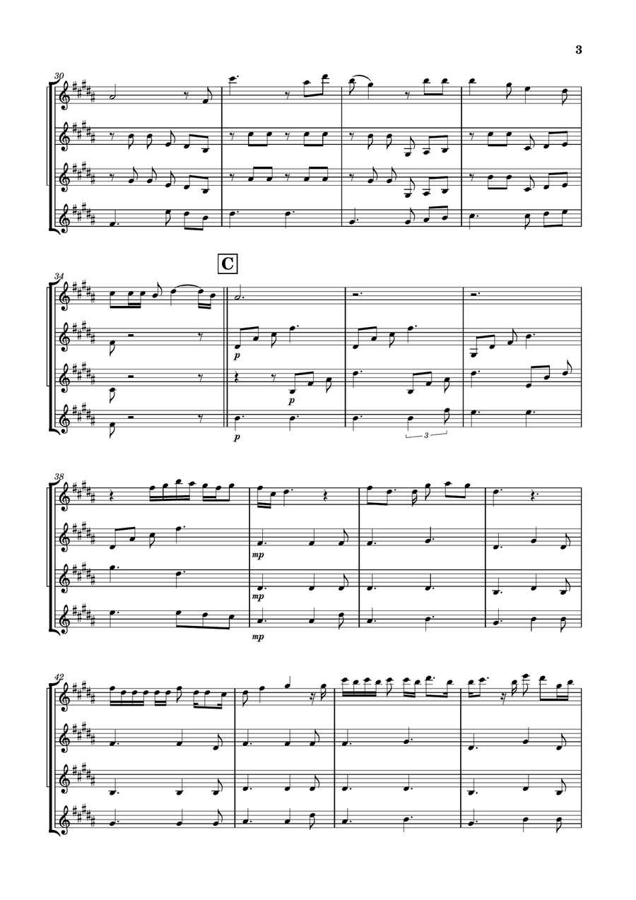 Die With A Smile Clarinet Quartet scores gallery preview page 3