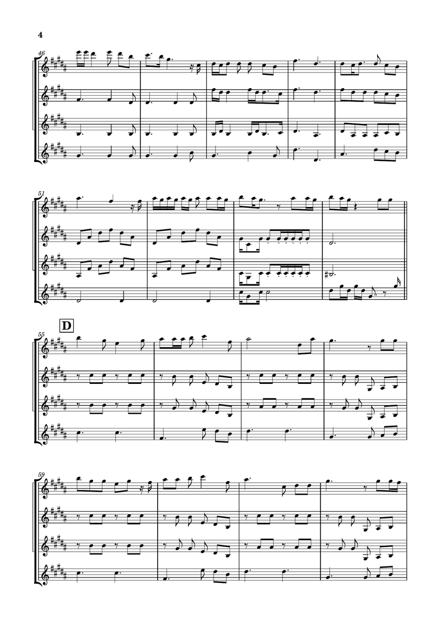 Die With A Smile Clarinet Quartet scores gallery preview page 4