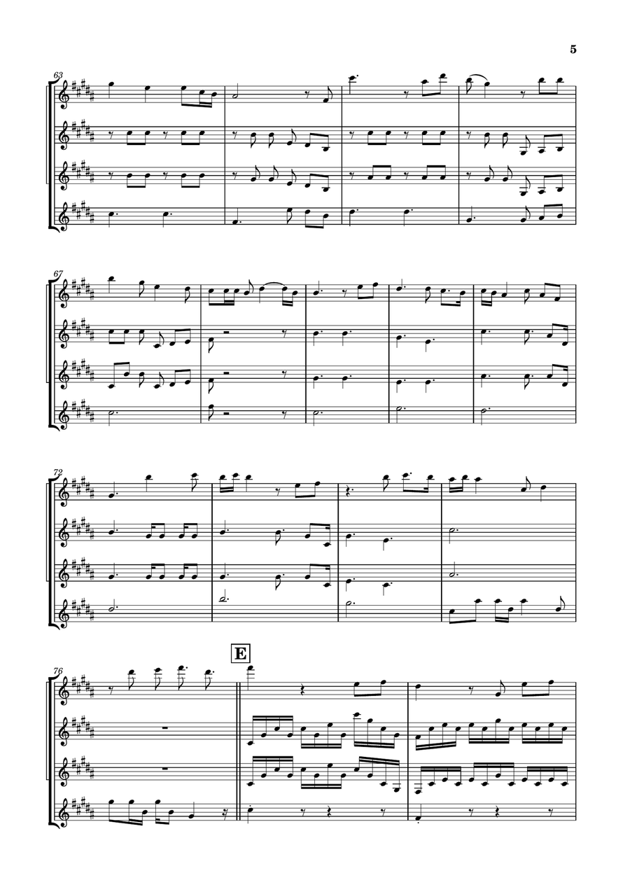 Die With A Smile Clarinet Quartet scores gallery preview page 5