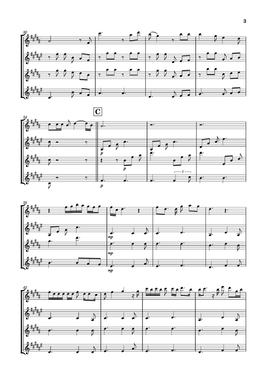 Die With A Smile Saxophone Quartet scores gallery preview page 3