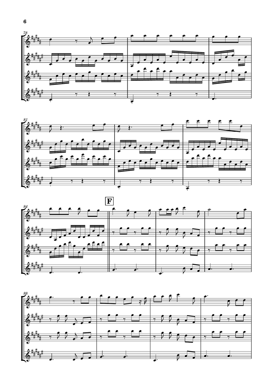 Die With A Smile Saxophone Quartet scores gallery preview page 6