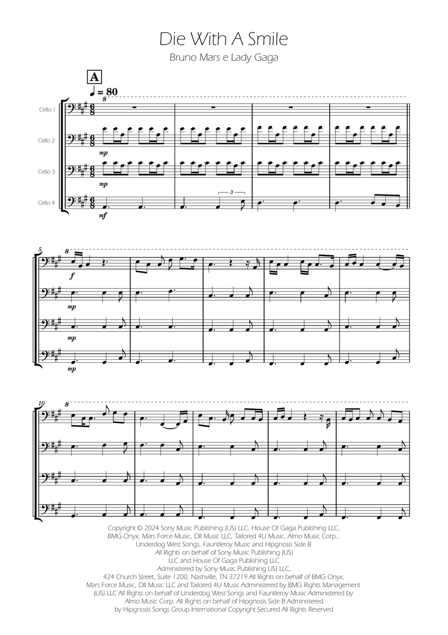 Die With A Smile String Quartet scores gallery preview page 1