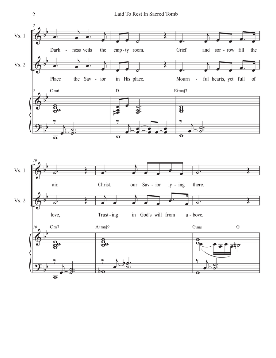 Laid To Rest In Sacred Tomb (Holy Week/Good Friday version) (2-part choir - (SA) SA scores gallery preview page 2