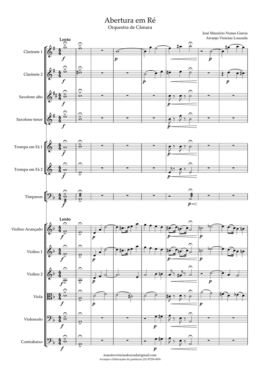 Abertura em Ré - José Maurício - Orquestra intermediária Chamber Orchestra scores gallery preview page 1