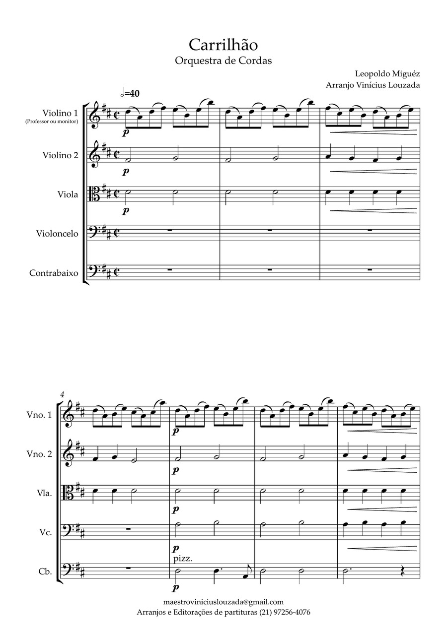 Carrilhão - Leopoldo Miguez - Orquestra de Cordas iniciante - nível 1 String Orchestra scores gallery preview page 1