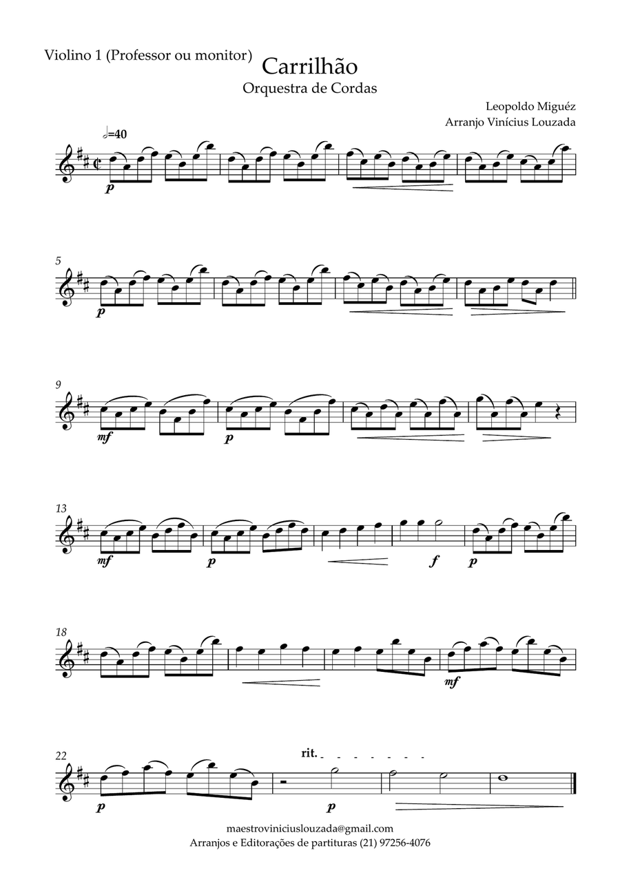 Carrilhão - Leopoldo Miguez - Orquestra de Cordas iniciante - nível 1 String Orchestra scores gallery preview page 4