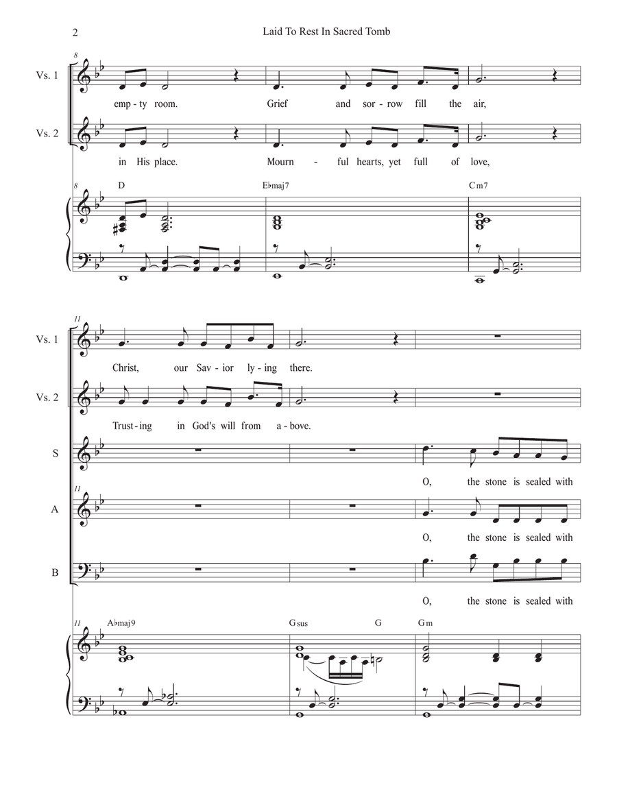 Laid To Rest In Sacred Tomb (Holy Week/Good Friday version) (Vocal Trio - (SAB) 3-Part scores gallery preview page 2