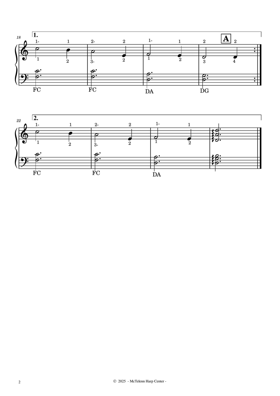 Fontanella - 4 Versions - Beginner & 27 String Harp | McTelenn Harp Center Celtic Harp scores gallery preview page 3