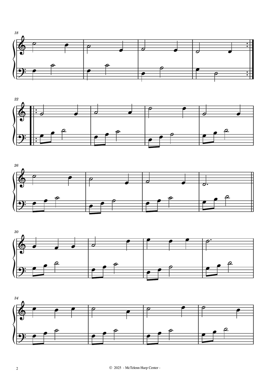 Fontanella - 4 Versions - Beginner & 27 String Harp | McTelenn Harp Center Celtic Harp scores gallery preview page 6