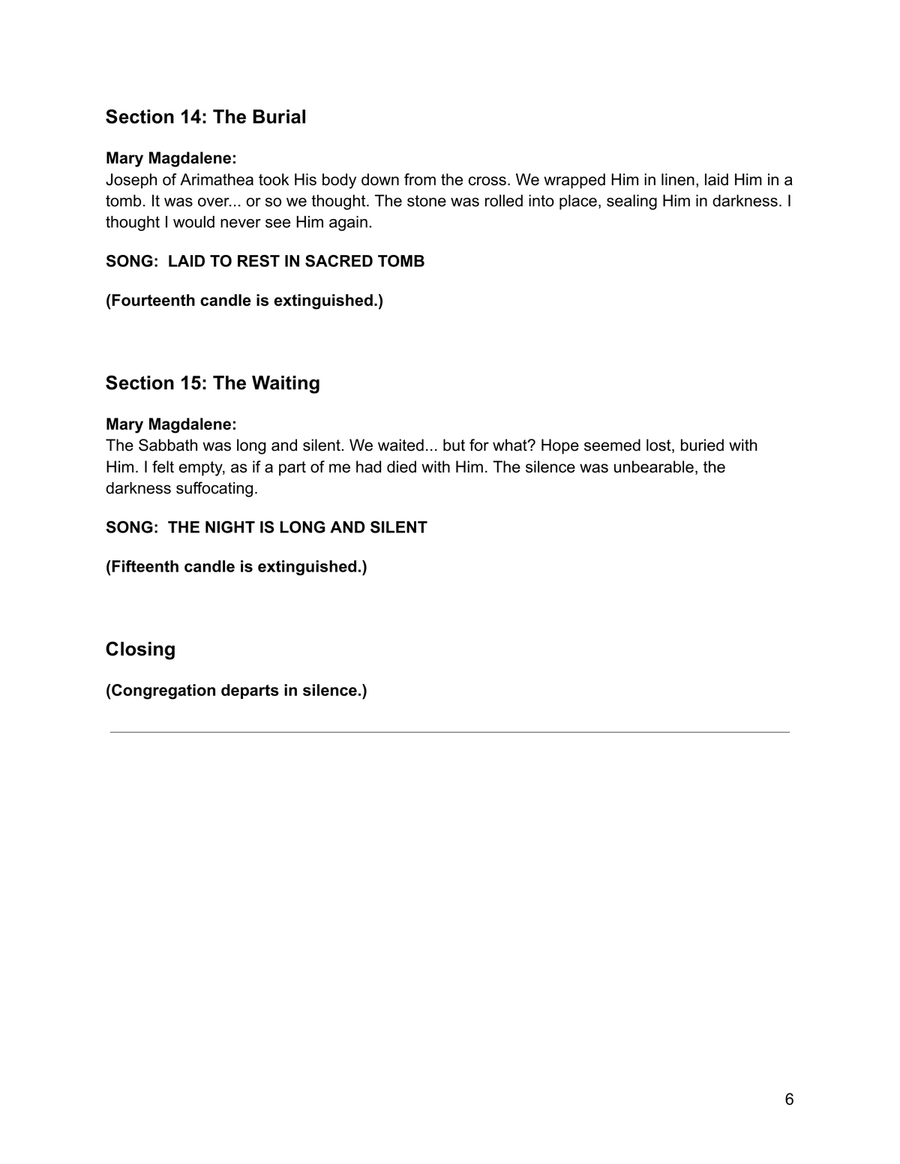 Silent Witness: Mary Magdalene’s Lament (Tenebrae Service) (2-part choir version) 2-Part scores gallery preview page 6