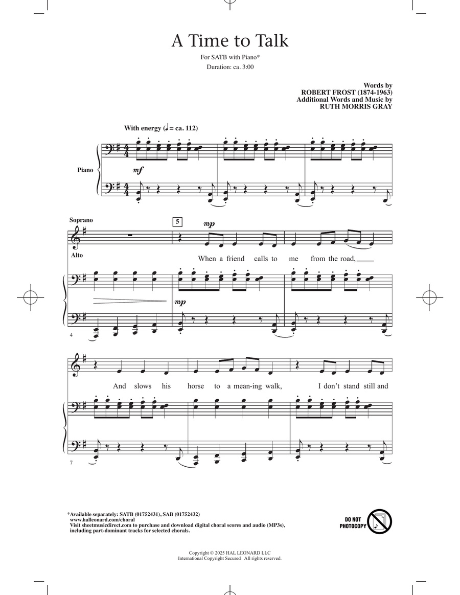 A Time To Talk 4-Part scores gallery preview page 1
