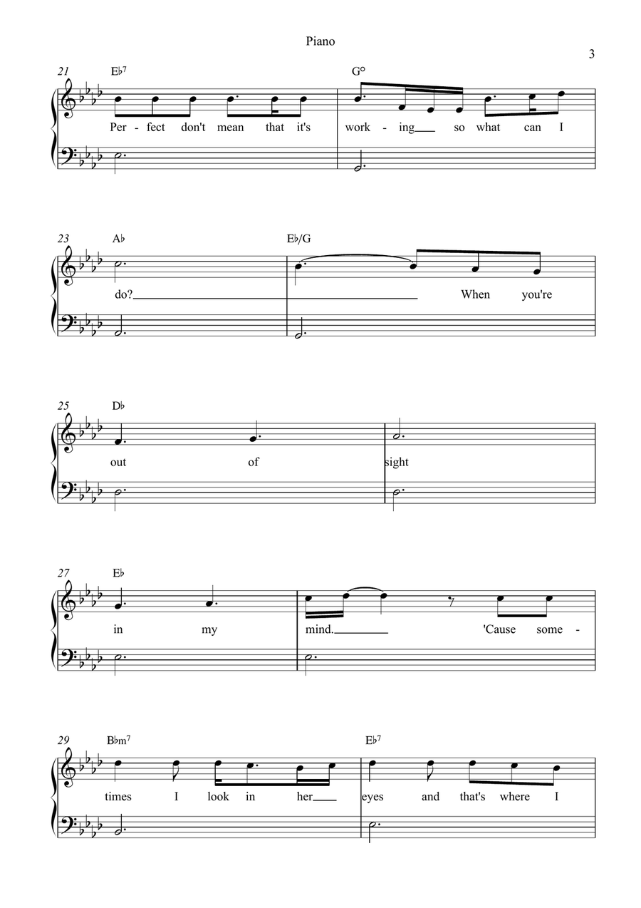 Glimpse Of Us Glimpse Of Us Piano, Vocal scores gallery preview page 3