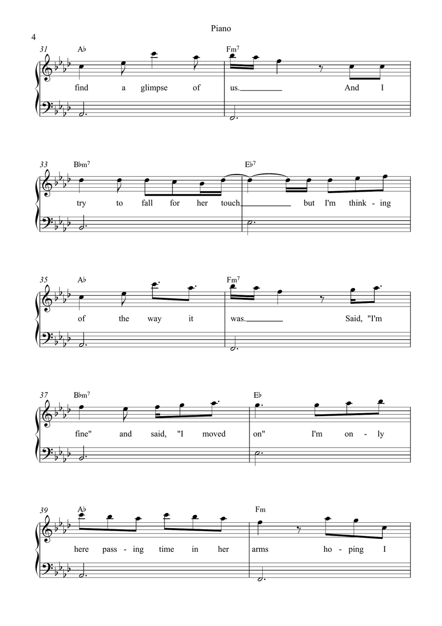Glimpse Of Us Glimpse Of Us Piano, Vocal scores gallery preview page 4