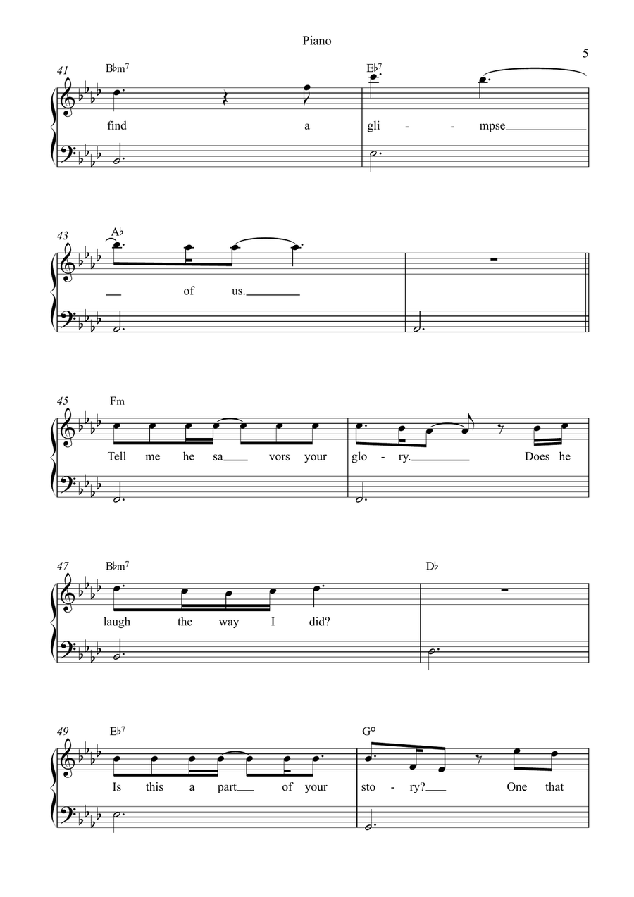 Glimpse Of Us Glimpse Of Us Piano, Vocal scores gallery preview page 5
