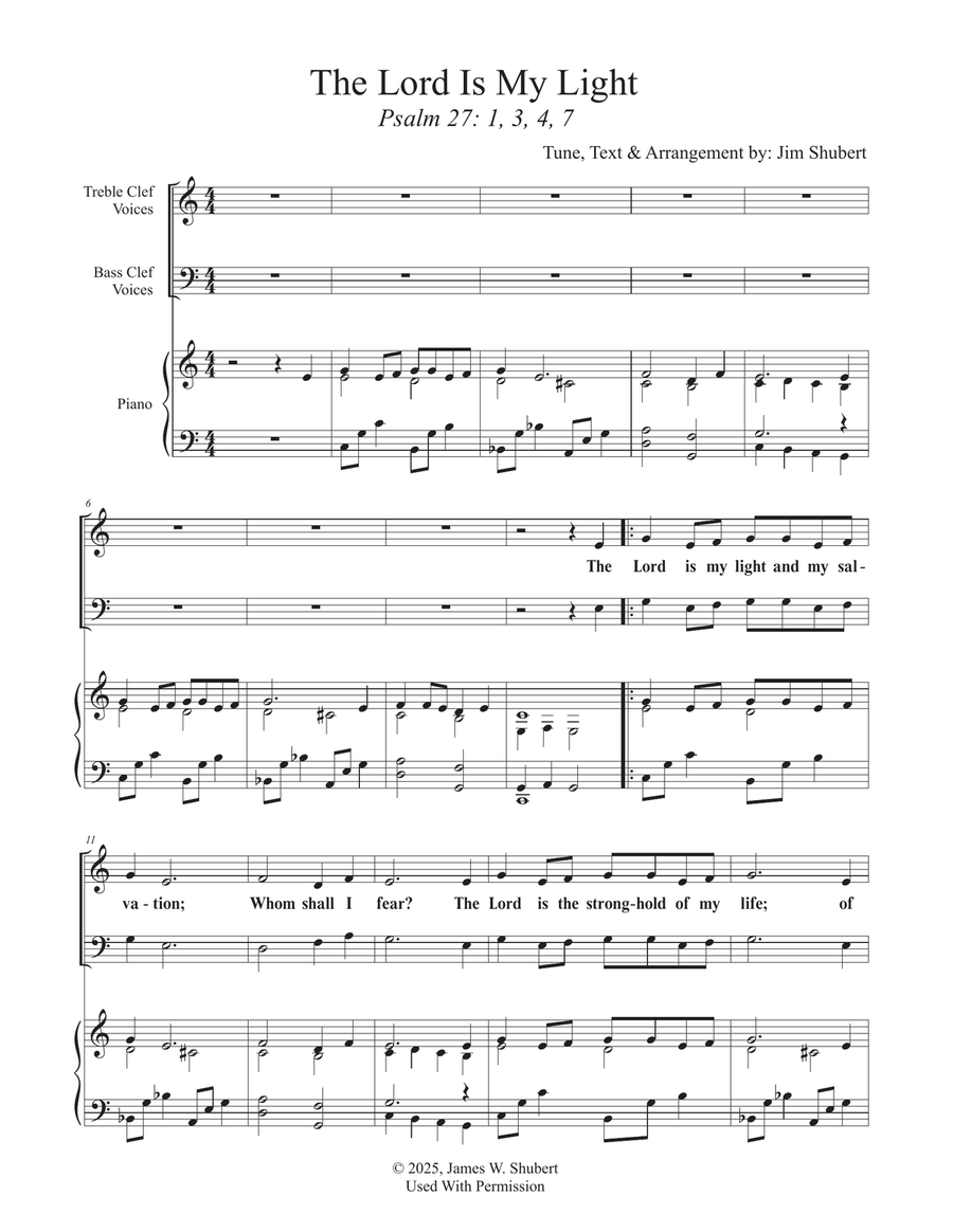The Lord Is My Light Ps. 27: 1,3,4,7 2-Part scores gallery preview page 1