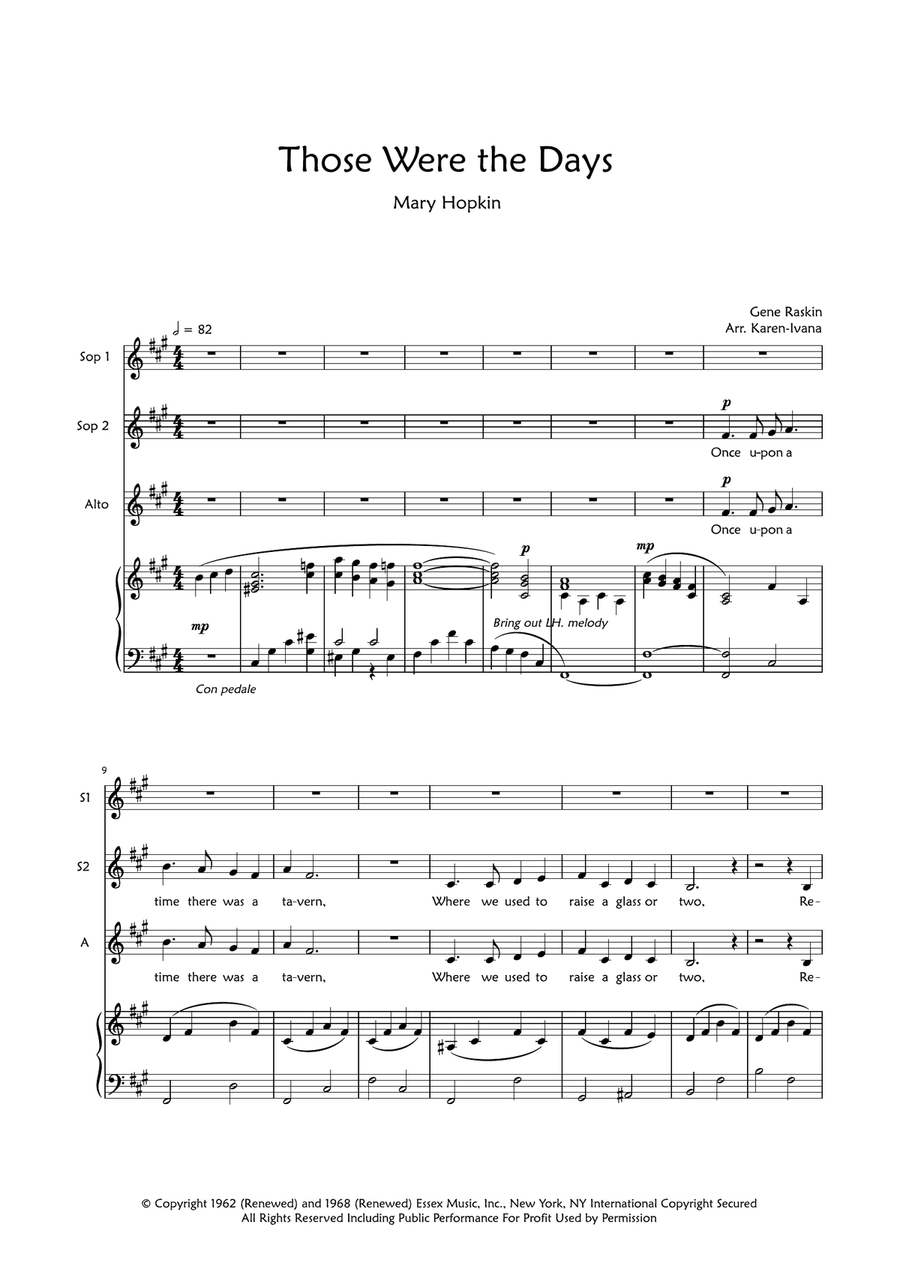 Those Were The Days SSA scores gallery preview page 1