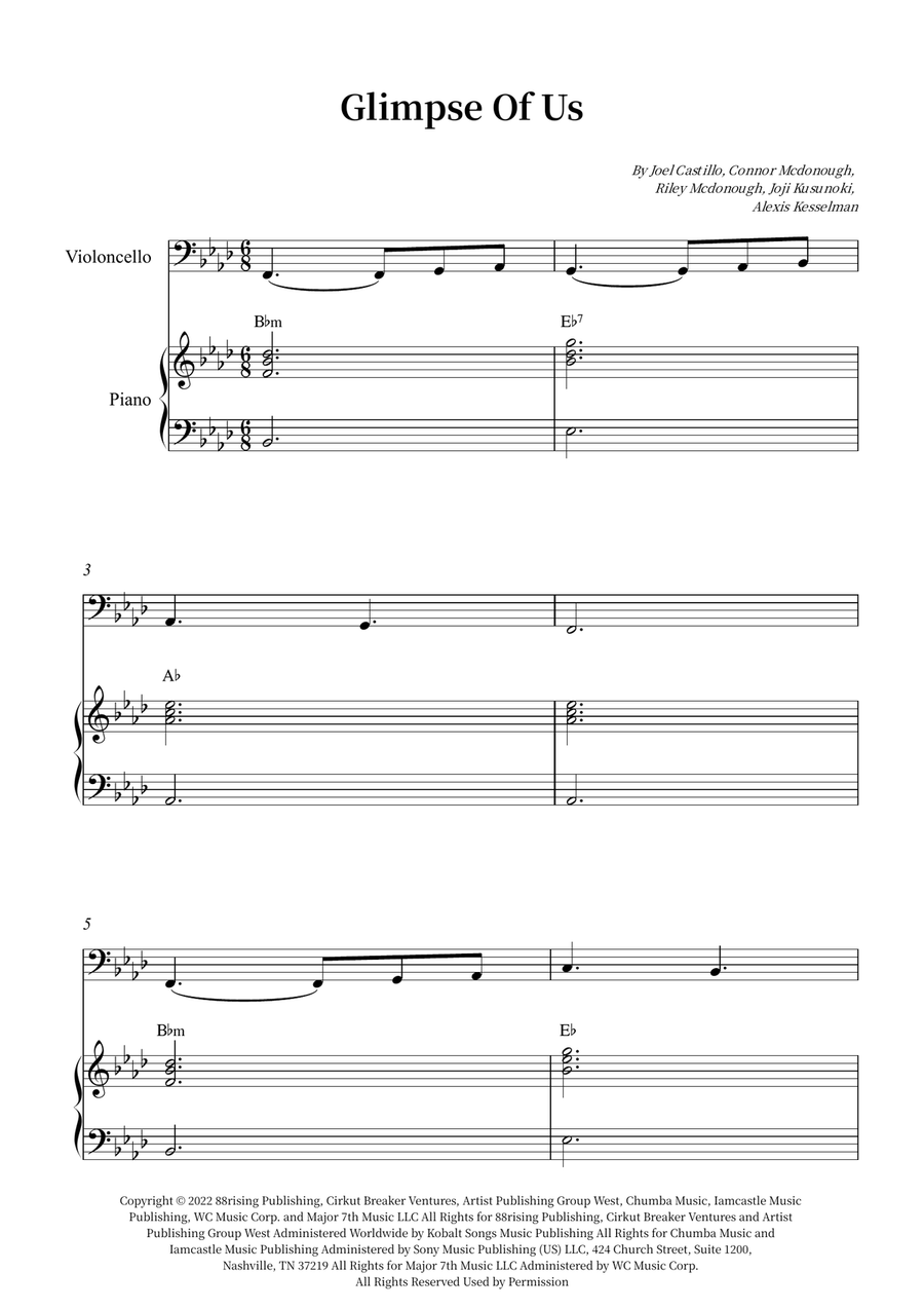 Glimpse Of Us Glimpse Of Us Piano scores gallery preview page 1