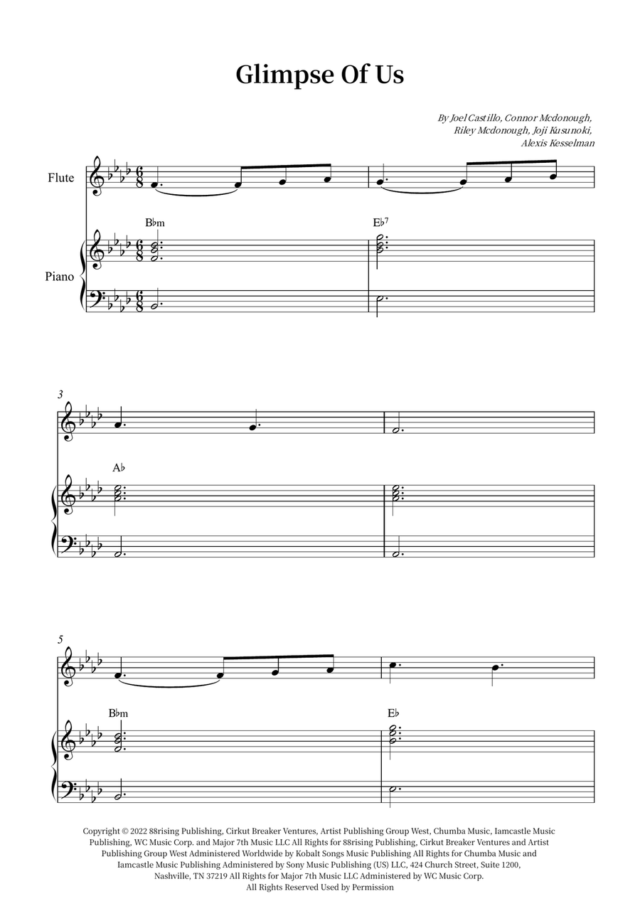 Glimpse Of Us Glimpse Of Us Flute scores gallery preview page 1