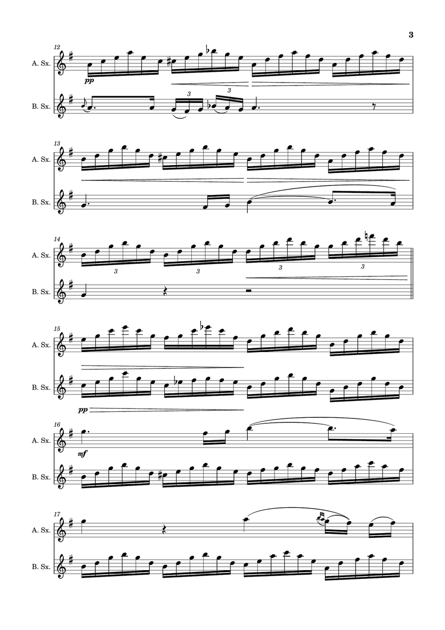 Ave Maria by F. Schubert – Arranged for A. Sax and B. Sax Woodwind Duet scores gallery preview page 3